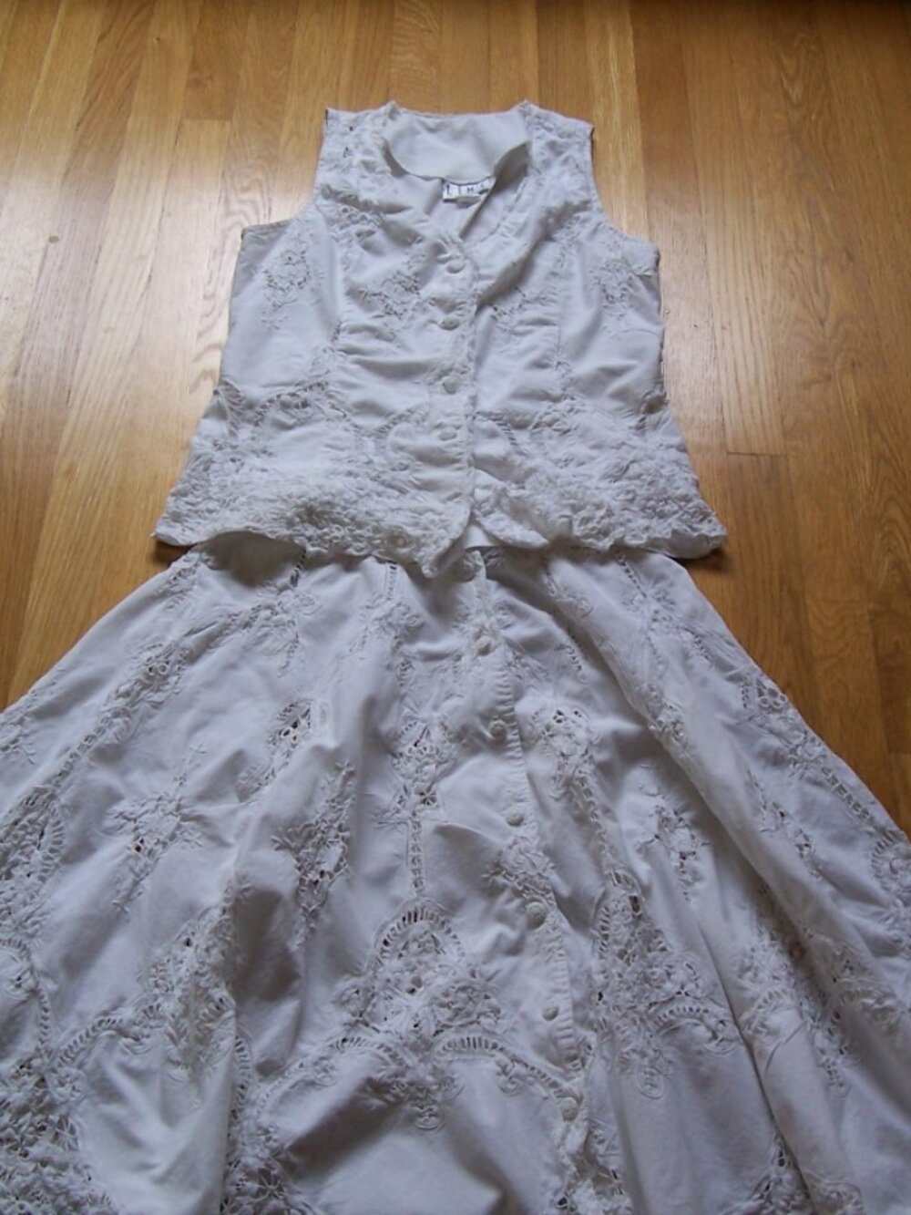 Vintage Lim's Battenberg Lace 2 piece set (top and skirt) 100% Cotton
